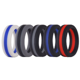 GOGO Silicone Wedding Ring for Men, Silicone Rubber Bands with Thin Line - 8mm Wide