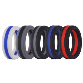 GOGO Silicone Wedding Ring for Men, Silicone Rubber Bands with Thin Line - 8mm Wide