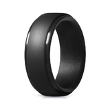 (Price/4 PCS) GOGO Silicone Wedding Ring For Men, Step Edge Rubber Wedding Bands - 8mm Wide & 2.5mm Thick