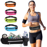 TOPTIE Unisex Running Belt Waist Pack - Water Resistant Fanny Pack Adjustable Zipper Running Pouch Belt - with 3 Pockets And Cross Belt Bottle Holder, for All Kinds Of Phones iPhone Android Windows