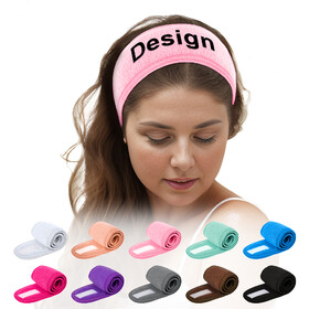 GOGO Custom Facial Spa Headband, Makeup Headband, Terry Cloth Headband with Hook & Loop Closure 24-1/2" L x 3-1/4" W
