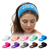 GOGO Custom Embroidered Terry Cloth Spa Headband, Facial Makeup Headband with Hook & Loop Closure 24-1/2