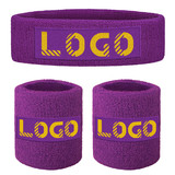 GOGO Personalized Patch Sports Sweatband Set (1 Headband + 2 Wristbands), Soft Promotional Terry Sweatband