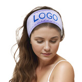 GOGO Customized Spa Headband Coral Fleece Extra Thick, Absorbent Soft Makeup Hair Band Embroidery