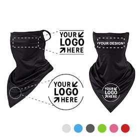 Opromo Personalized Custom Print Cooling Face Scarf Neck Gaiter with Ear Loops, UV Sunscreen Triangle Face Mask Scarf for Cycling Dusty Outdoor.