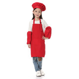 TOPTIE Colorful Cotton Canvas Kids Apron, Chef Hat and Oversleeve Set, Party Favors (S-XXL)