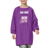 Personalized Custom Print Cotton Canvas Long-Sleeve Artist Smock, Kids Smock with Front Pocket