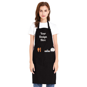TOPTIE Custom Embroidered Unisex Bib Apron, Cotton Canvas Adjustable Chef Cooking Apron with Pockets
