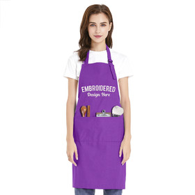 TOPTIE Custom Embroidered Unisex Bib Apron, Cotton Canvas Adujstable Chef Cooking Apron with Pockets