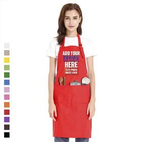 TOPTIE Custom Print Unisex Bib Apron, Cotton Canvas Adujstable Chef Cooking Apron with Pockets