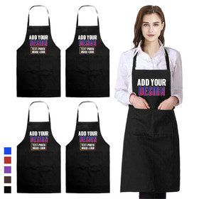 Personalized 4PCS Bib Chef Apron with Two Front Pockets, Kitchen BBQ Uniform Apron Chef Grill Cook Apron, 23 1/2"W x 27 1/2"L