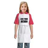 TOPTIE Custom Embroidery Kids Cotton Canvas Apron with Pockets and Adjustable Waist Ties