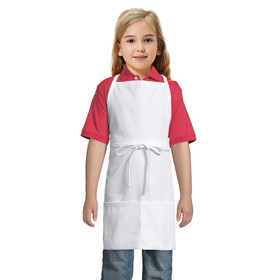 TOPTIE White Blank DIY Kids Youth Teenagers Cotton Canvas Apron with Pockets and Adjustable Waist Ties, 25" L X 20" W