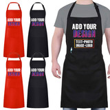 Hot Stamping 2PCS Adult Bib Chef Apron with 2 Front Pockets, Adjustable Cooking Uniform, 27 1/2
