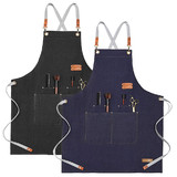 TOPTIE Denim Cross Back Adjustable Bib Apron with Pockets for Kitchen Cooking Baking BBQ, 26.3