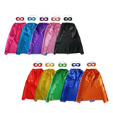 TOPTIE 10 Pack Assorted Color Satin Superhero Capes and Eye Mask Set, Halloween Festival Event Costumes Party Dress Up