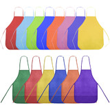 TOPTIE 12 Pack Fabric Colorful Kids Painting Apron Children Artist Smock for Class, Kitchen, Community Event, Handcrafts