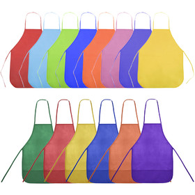 TOPTIE 12 Pack Non-Woven Fabrics Unisex Colorful Kids Apron for DIY Painting Artist