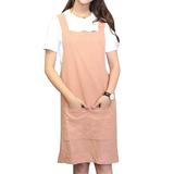 TOPTIE Soft and Lightweight Cotton Linen Apron with Pockets and Cross Back Straps, Female, 39 2/5" x 31 1/2", H Neck
