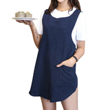 TOPTIE Soft and Lightweight Cotton Linen Apron with Pockets and Cross Back Straps, Female, 40 1/6