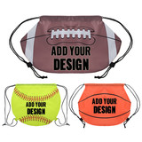 Personalized Design American Football/Basketball/Softball 210D Polyester Drawstring Backpack, Add Your Name on Your Bag
