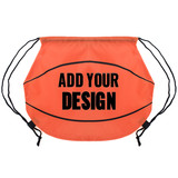 Custom Basketball 210D Polyester Drawstring Backpack, 15 3/4