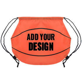 Custom Print Basketball 210D Polyester Drawstring Backpack, 15 3/4"W x 14"H