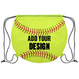 Custom Softball 210D Polyester Drawstring Backpack, Sports Gym Drawstring Sack Bag for Men Women Sport Travel Gym Class, 15 3/4
