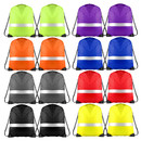 Muka 12PCS Reflective Drawstring Backpack Bag, Visibility String Backpack Cinch Sack Bag for School Yoga Sport Gym Traveling