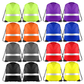 Muka 12 PCS Drawstring Back Bag Sports Gym Bag Pack with Reflective Stripe for Trip Travel