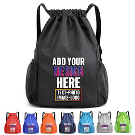 Personalized Waterproof Drawstring Backpack Nylon Gym Sport Sackpack Cinch Bag