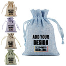 Custom Burlap Gift Bags Linen Jewelry Pouches with Ribbon Drawstring for Birthday, Party, Wedding