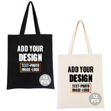 Muka Custom Design 12PCS Canvas Reusable Grocery Tote Bag, Add Your Image Text Logo for DIY & Gift, 14"W x 16"H