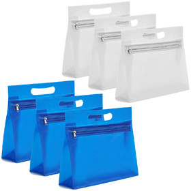Muka 6PCS Gusseted Clear PVC Makeup Bags, Portable Travel Toiletry Zipper Pouch, 9 3/4" W x 8 1/4" H x 2 3/4" D