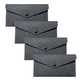 TOPTIE 4PCS Felt Long Wallet with Buckle, Coin Purse Handbag Cash Coin Holder, 7 3/4