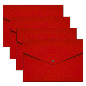 TOPTIE 4PCS A4/Letter Size Felt File Folder with Button Snap Closure, Cash Coin Purse Bank Bag, 9.05" L x 13.35" W
