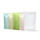 (Price/ 50 PCS) Rice Paper Stand Up Pouch with Ziplock and Clear Window, 4 OZ, 8 OZ, 16 OZ, 5 mil