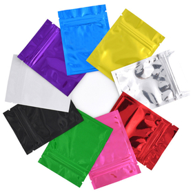100 PCS Muka Glossy Zip Bags, Mylar Flat Mini Zip Pouch Bags w/ Notch, Sample Storage Pouch, Vitamin Storage Pouch (0.1 OZ to 2 OZ)
