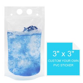 100PCS Personalized Juice Pouch with 100 PCS 3" x 3" Custom Waterproof Label Sitckers and 100 Reusable Drink Straws