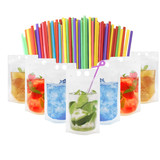 50 PCS Drink Pouches Resealable Juice Pouches Heavy Duty Frosted With Ziplock, Hand-Held, 8 Mil