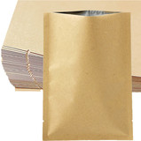 100 PCS Reusable Kraft Flat Bags for Chocolate Bar, Foil Lined Zip Pouch