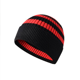 TOPTIE Striped Beanie Knitted Hat for Winter Warmth Colorblock No Brim Stretchy Cap Unisex Thick Soft Polyester Headwear