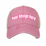 On SALE-Custom Printe/Embroidered High Bun Washed Cotton Baseball Cap Distressed Vintage Cap for Women