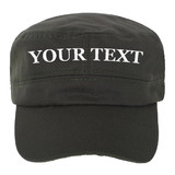 TOPTIE Custom Personalized Text Unisex Polyester Cotton Cap Adjustable Cadet Army Cap Military Style Hat