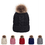 TOPTIE Womens Girls Winter Fleece Lined Cable Knit Hat Faux Fur Pom Pom Beanie