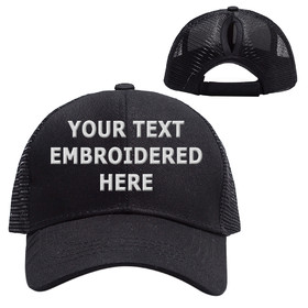 TOPTIE Custom Printed / Embroidery Ponytail Hat Messy High Bun Mesh back Baseball Caps