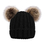 Opromo Parent-Child Hat, Mom & Baby Cable Knit Beanie With Faux Fur Pompom Ears
