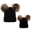 Opromo Parent-Child Hat, Mom & Baby Cable Knit Beanie With Faux Fur Pompom Ears