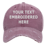 Opromo Custom Personalized Text Embroidery Baseball Cap Vintage Distressed Washed Cotton Dad Hat