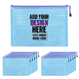 Custom 10PCS PVC Mesh Zipper Pouch Waterproof Document Bag for School Office, Print Your Logo Zip File Folders